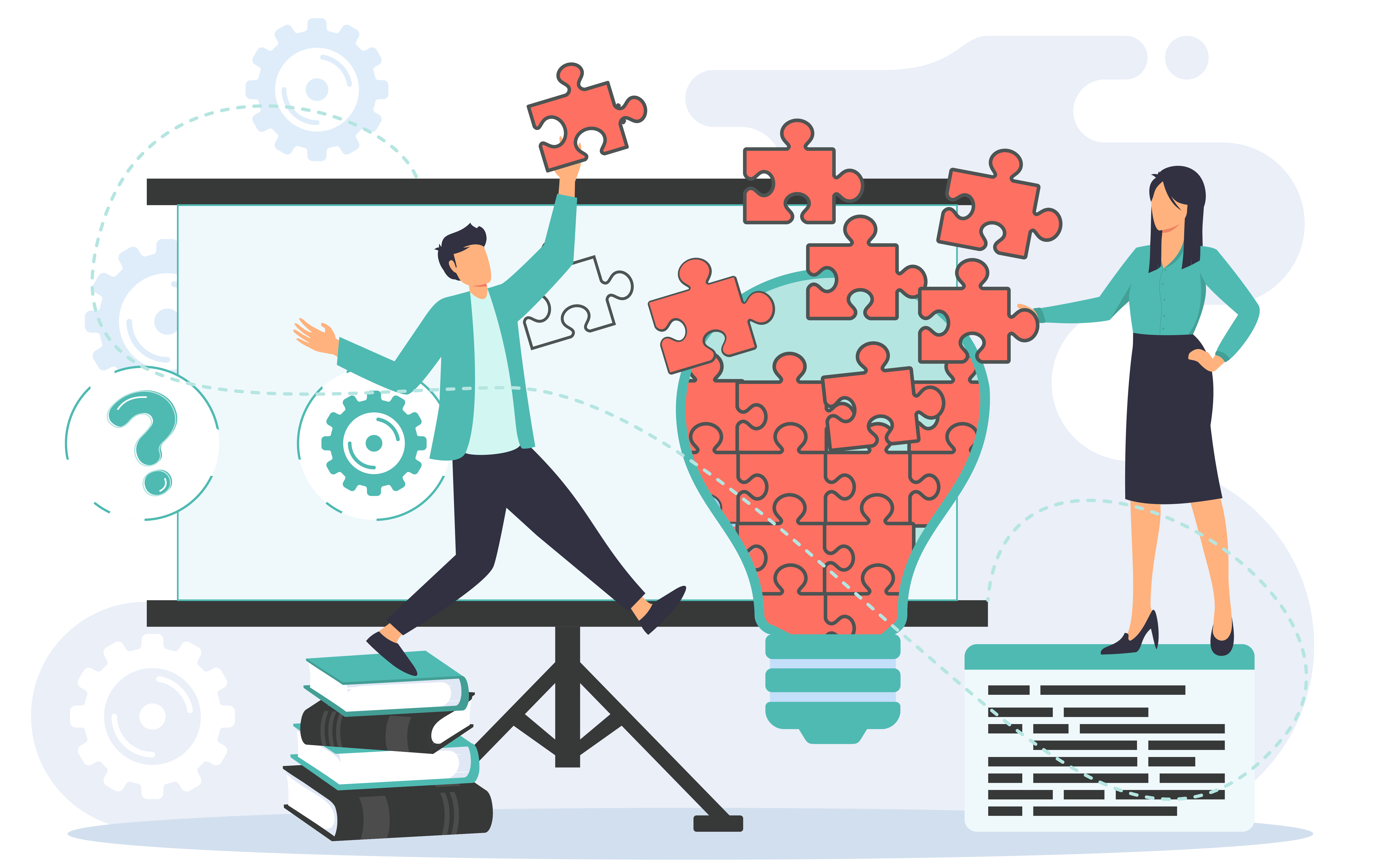 Question or problemsolving think about answer or solution contemplation doubt or concentration frequently asked questions faq concepts confused businessman standing near big question mark